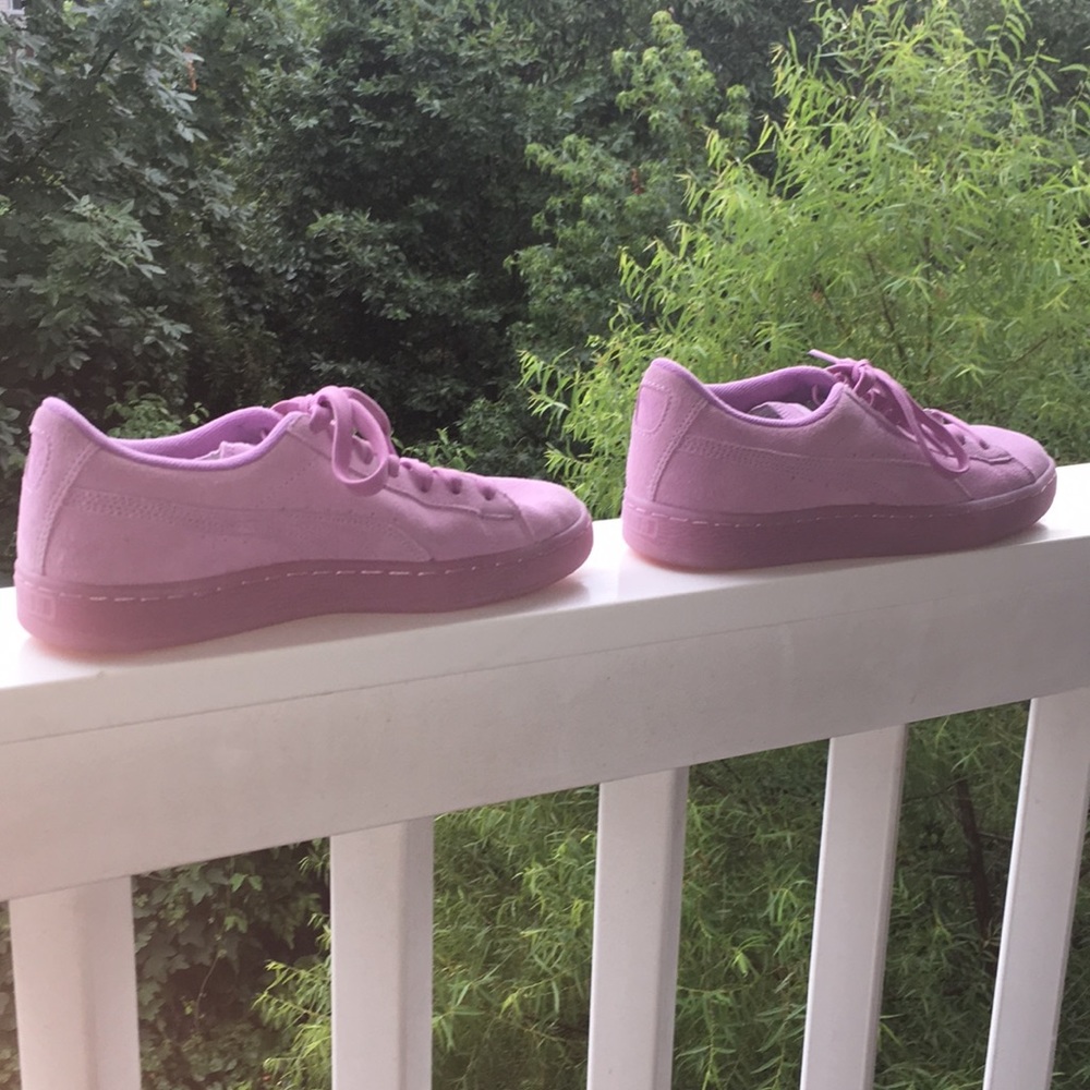 Icy pink Puma Suedes